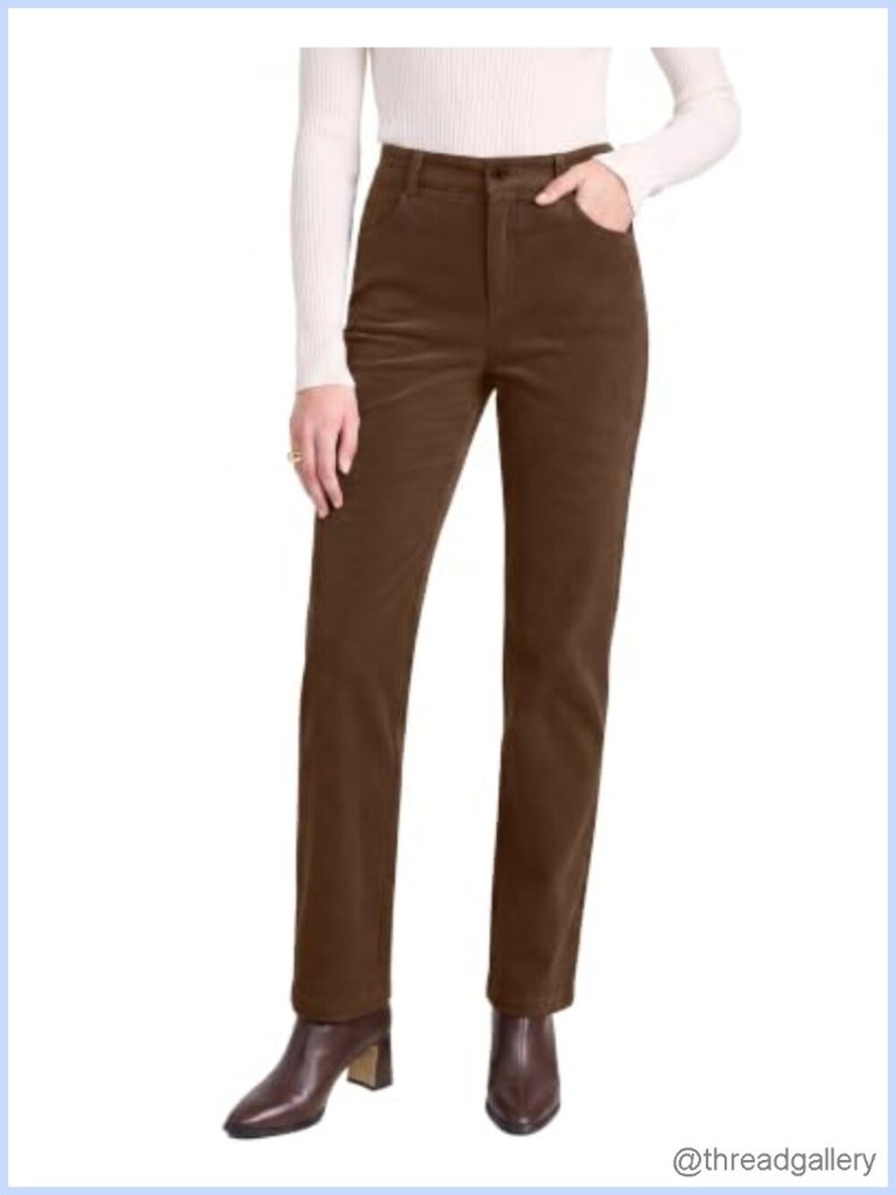 High Waisted Corduroy Pants Straight Leg Casual Trousers Office